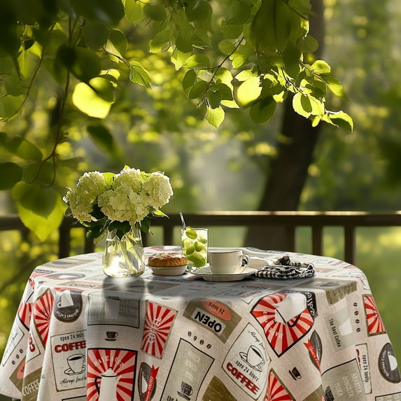 Ray Star Vinyl Party Tablecloths 60in Round Spring Tablecloth Plastic Picnic Outdoor and Camping Waterproof Oilcloth Table Cover for Round Tables