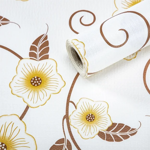 Ray Star Yellow Flora Shelf Liner Kitchen Cabinets Non-Adhesive Cabinet 12X120In