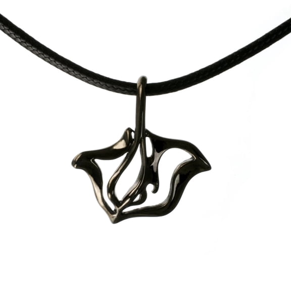 "Ray" Stingray Ocean Theme Sea LIfe Pewter Pendant Necklace Hematite Finish