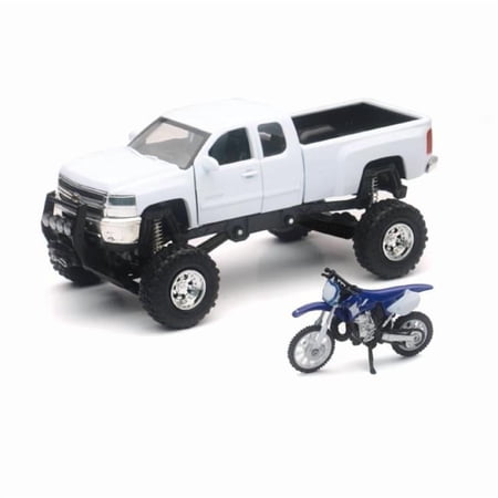 Ray Toys Chevrolet Silverado with Yamaha Dirt Bike, Scale 1-32