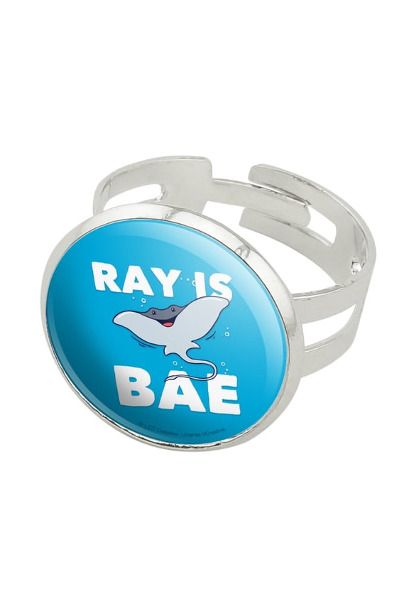 Ray is Bae Funny Humor Silver Plated Adjustable Novelty Ring