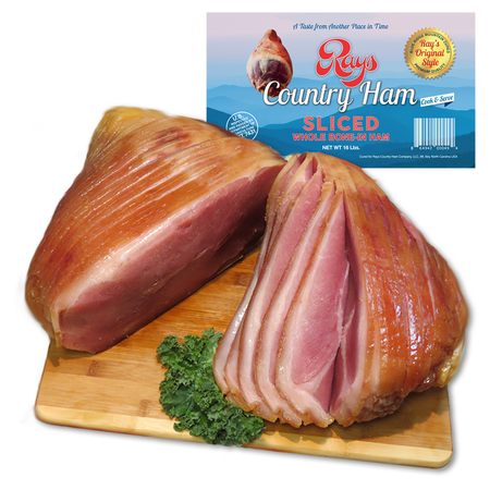 Rays Country Ham - Whole Sliced Bone-in Country Ham Authentic Dry Cured Blue Ridge Flavor, Vacuum Sealed 16 lb.