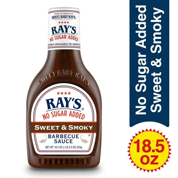 Ray's No Sugar Added Sweet & Smoky Barbecue Sauce 18.5 oz-Pack of 3