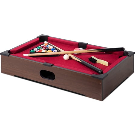 RayChee 20-inch Mini Pool Table & Billiard Set, Miniature Tabletop Portable Billiards Game w/Small Billiards Balls, Pool Cues, Triangle Rack, Chalk, Brush (Colored)