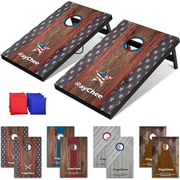 RayChee 3'x 2'Cornhole Board Set, Corn Holes Outdoor Game Cornhole Boards Regulation Size 8 Bean Bags Toss for Adults Family Lawn Beach