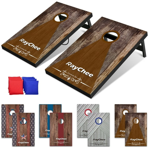 RayChee 3'x 2'Cornhole Board Set, Corn Holes Outdoor Game Cornhole Boards Regulation Size 8 Bean Bags Toss for Adults Family Lawn Beach