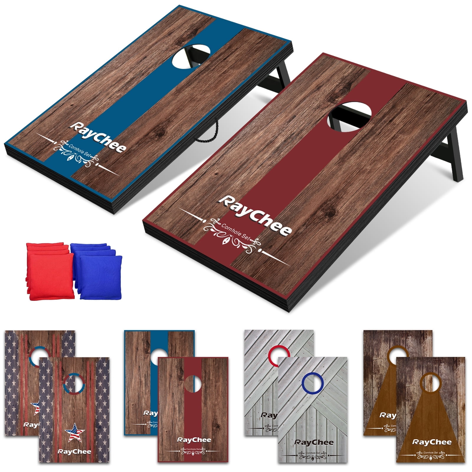 RayChee 3'x 2'Cornhole Board Set, Corn Holes Outdoor Game Cornhole Boards Regulation Size 8 Bean Bags Toss for Adults Family Lawn Beach