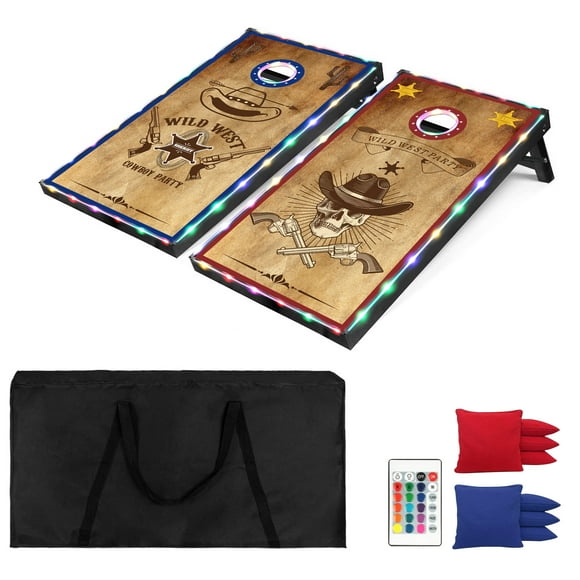 RayChee 3'x2' Cornhole Set with 8 Bean Bags and Carrying Case Outdoor Game Toss Board for Adults Outside Activities