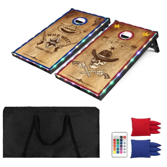 RayChee 3'x2' Cornhole Set with 8 Bean Bags and Carrying Case Outdoor Game Toss Board for Adults Outside Activities