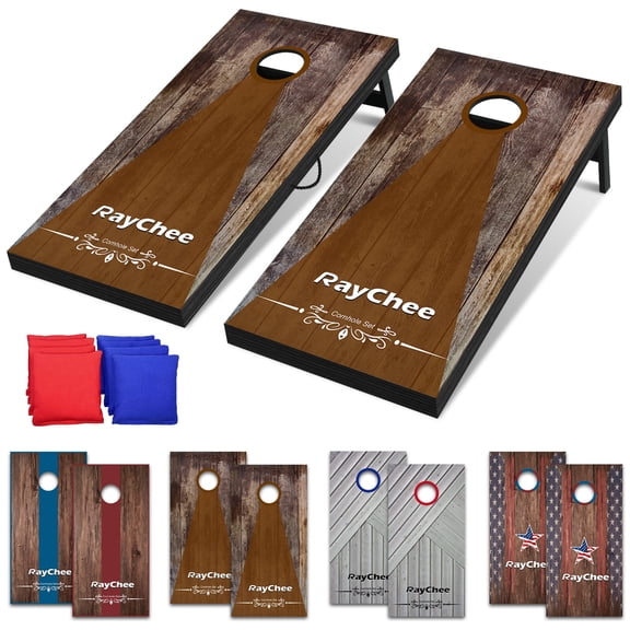 RayChee 4'x 2'Cornhole Board Set, Corn Holes Outdoor Game Cornhole Boards Regulation Size 8 Bean Bags Toss for Adults Family Lawn Beach