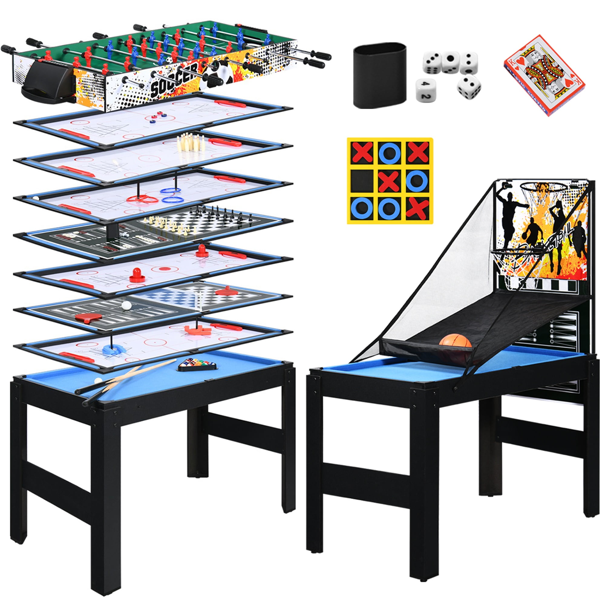 RayChee 48" Multi Game Tables 15in1 Combo Tabletop w/Foosball, Air