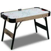 RayChee 48in Foldable Air Powered Hockey Table for Home Game Room w/2 Pucks, 2 Pushers, LED Scoreboard, 12V Motor (Oak)