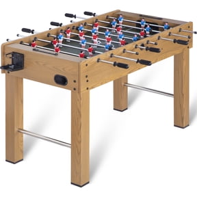 RayChee 48in Foosball Table, Competition Sized Soccer Table w/ 2 Balls, 2 Cup Holders for Game Room (Wood Grain)