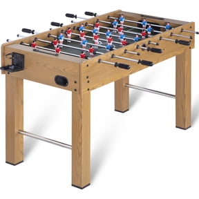 RayChee 48in Foosball Table, Competition Sized Soccer Table w/ 2 Balls, 2 Cup Holders for Game Room (Wood Grain)
