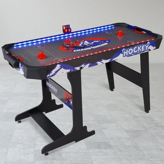 RayChee 53-Inch Air Hockey Table with LED Lights - Ultimate Air Hockey Experience for Home Game Rooms-Black