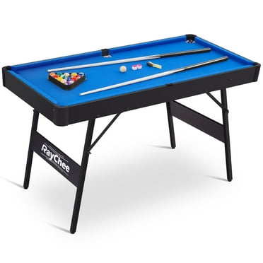 RayChee 54" Folding Pool Billiard Table, Portable Pool Game Table with 2 Cue Sticks, 16 Balls, Triangle for Kids Family