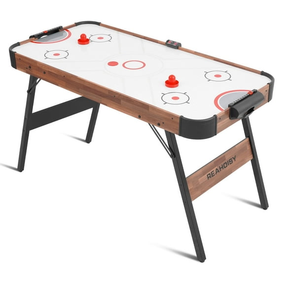RayChee 54in Folding Air Hockey Table Game for Adults and Kids (Walnut)