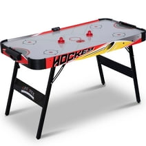RayChee 54in Folding Air Hockey Table w/2 Pucks, 2 Pushers, Powerful 12V Motor, LED Scoreboard for Adults and Kids (Red & Yellow)
