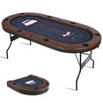thumbnail image 1 of RayChee 8 Player Foldable Poker Table, Folding Texas Holdem Table, Portable Casino Table for Game Room with Padded Rails and Cup Holders (Brown, 71 inch), 1 of 9