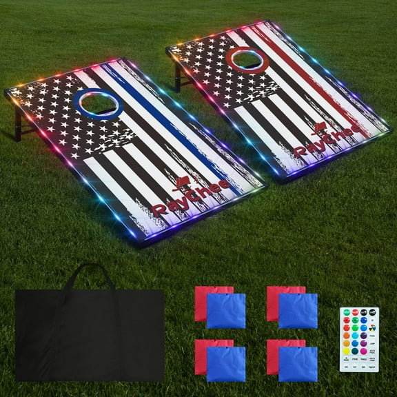 RayChee Cornhole Set with 8 Bean Bags and Carrying Case Outdoor Game Toss Board for Adults Outside Activities