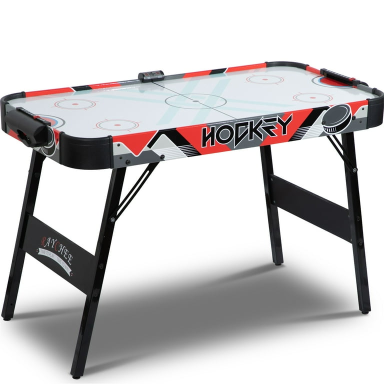 RayChee Foldable Powered Air Hockey Table 48 Mid Size Indoor Hockey Table Sports Gaming Set Digital LED Scoreboard for Adults and Kids Home Game