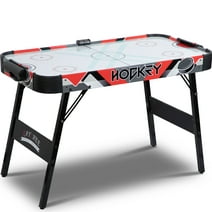 RayChee Foldable Powered Air Hockey Table, 48” Mid-Size Indoor Hockey Table Sports Gaming Set Digital LED Scoreboard for Adults and Kids, Home Game Room, Easy Setup (Red)
