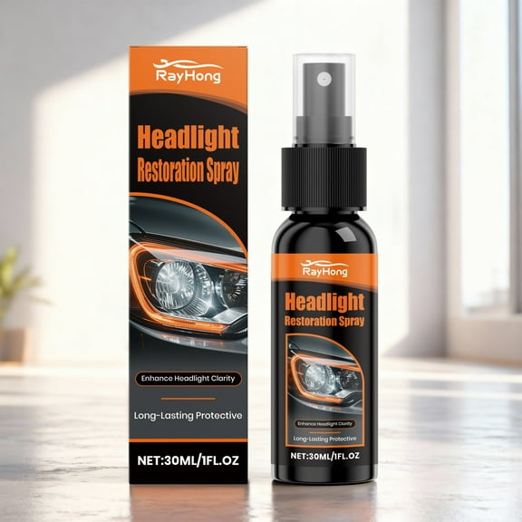 RayHong Headlight Restoration Spray , 30ml Car Headlight Cleaner and Lens Restorer, Enhances Headlight Clarity and Provides Long-Lasting Protective Coating, for Auto and Motorcycle Use