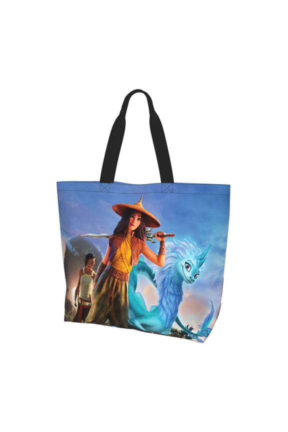 Raya and the Last Dra-go Totes Bag Shopping Shoulder Bags for Women Foldable Travel Work Large Reusable Portable Grocery Bag