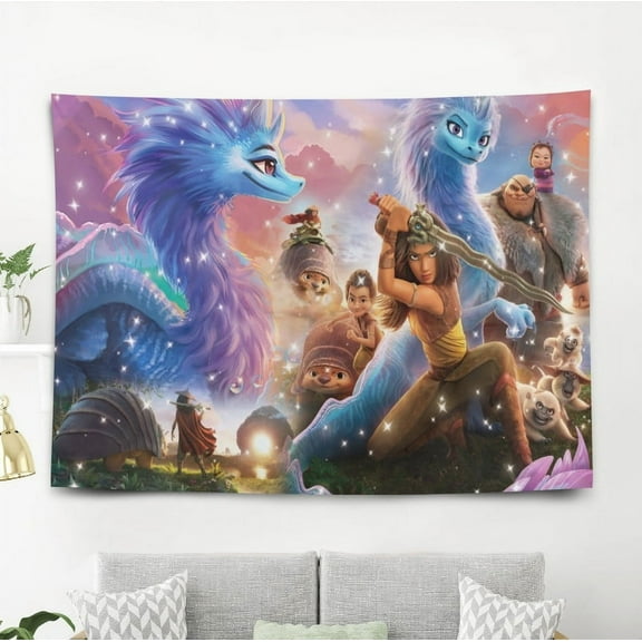 Raya and The Last Dragon Tapestry Backdrop Background Poster Gift for Bedroom for Room Bedroom Girls Fans Background Banner Party Birthday Supplies Decor 59"39"