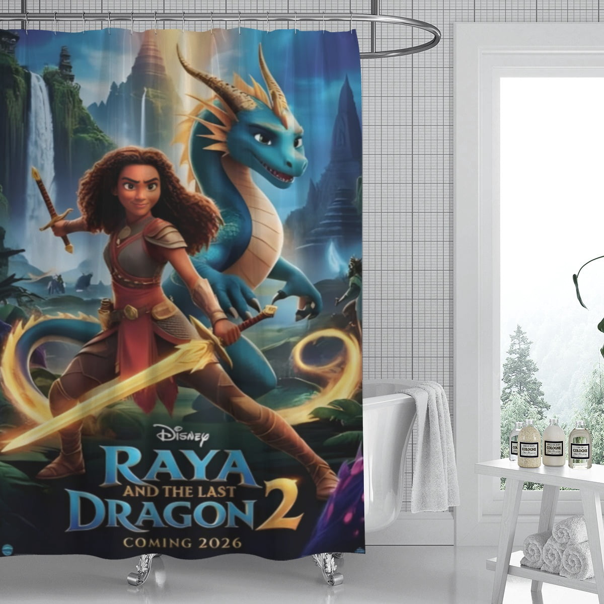 Raya and the Last Dragon shower curtain features an iconic print, is ...