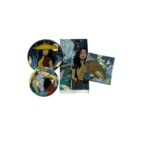 Unique 143192PMM583 Raya Party Bundle for 8 Guests - Plates, Napkins & Table Cover