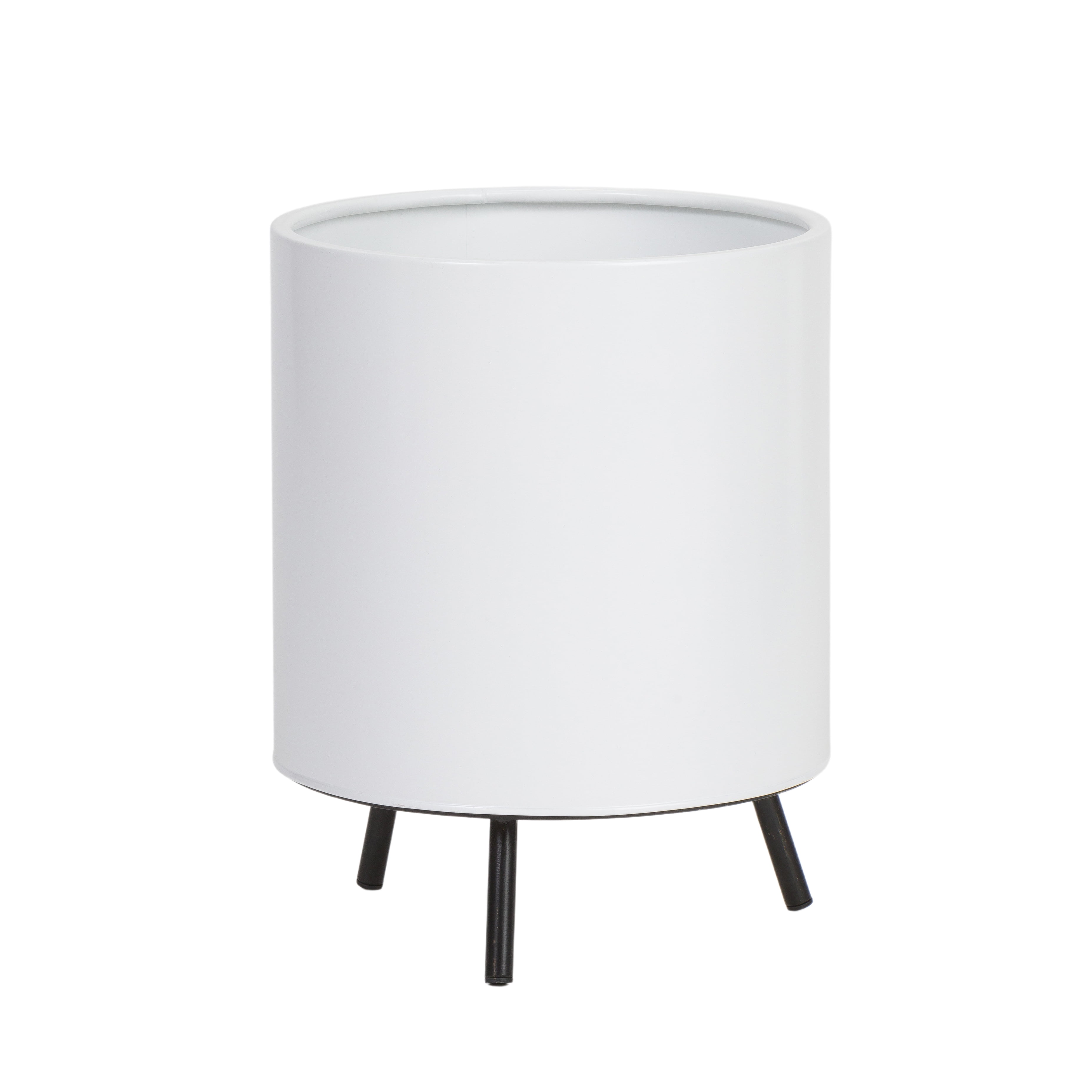 Raya White Metal Indoor/Outdoor Planter with Black 3-Leg Base