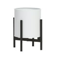thumbnail image 1 of Raya White Mid-Century Modern Indoor Metal Pot Planter with 4-Leg Metal Base - 12" H x 9.5" W, 1 of 5
