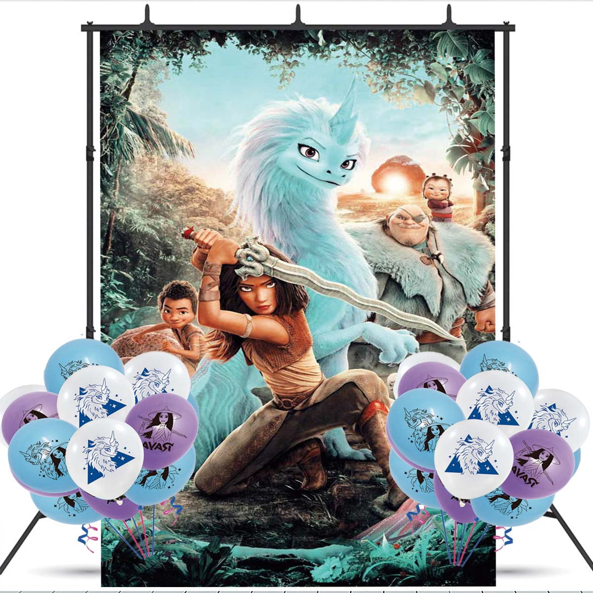 Raya and the Last Dragon Backdrop Balloons Banner Party Decorations ...