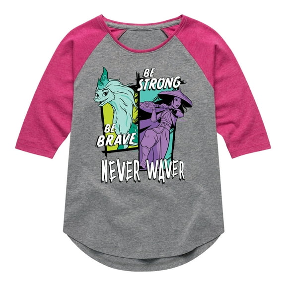 Raya and the Last Dragon - Be Brave Be Strong Never Waver - Toddler & Youth Girls Raglan Graphic T-Shirt