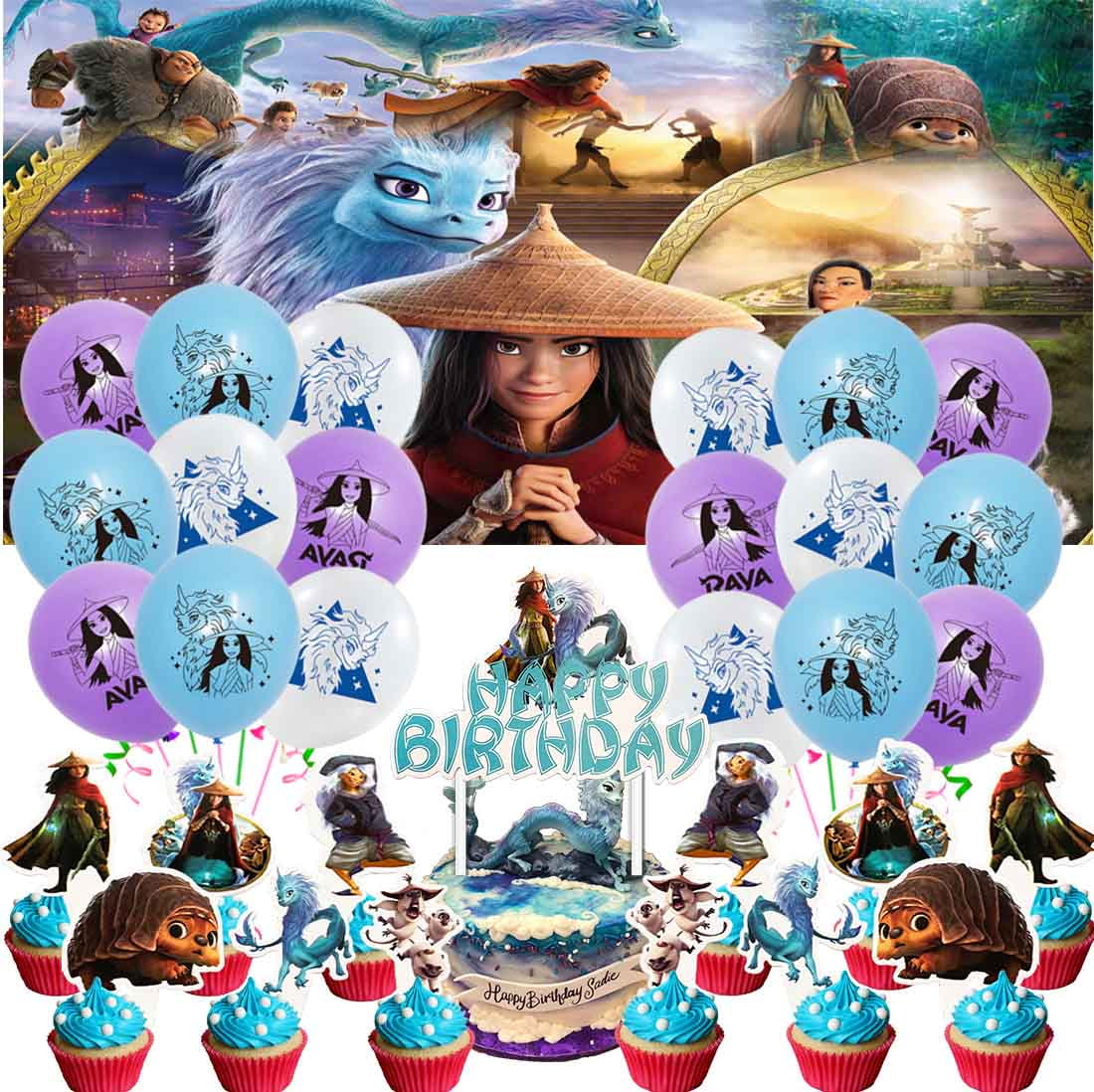 Raya and the Last Dragon Birthday Party Decorations Supplies Set Latex