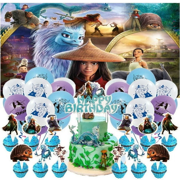 Raya and the Last Dragon Party Supplies Latex Balloons Decor Banner Backdrop Kit Birthday Decorations