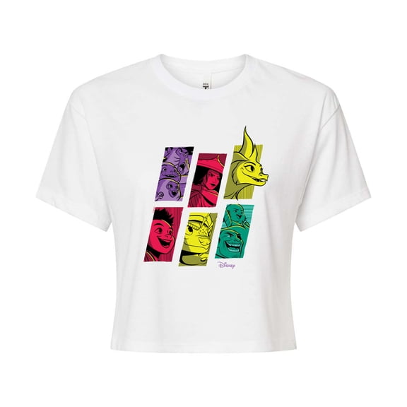 Raya and the Last Dragon - Dragon Tale Character Grid - Juniors Cropped Cotton Blend T-Shirt