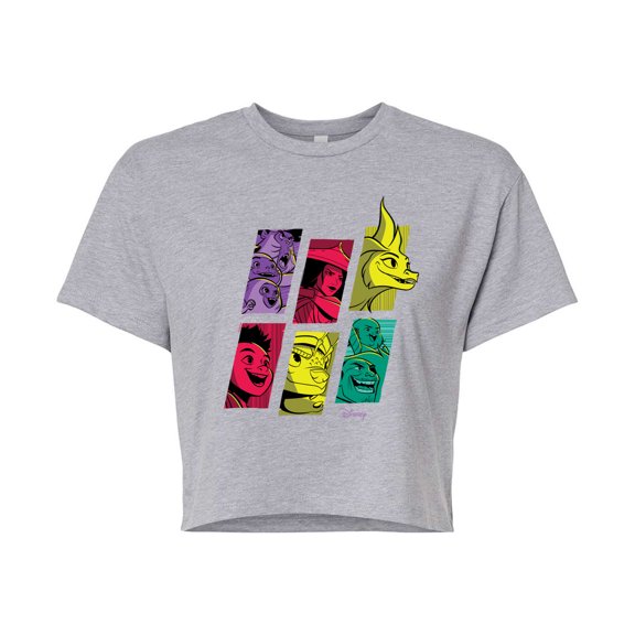 Raya and the Last Dragon - Dragon Tale Character Grid - Juniors Cropped Cotton Blend T-Shirt