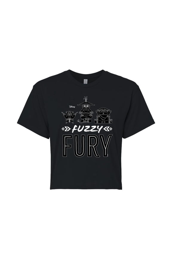 - Fuzzy Fury - Juniors Cropped Cotton Blend T-Shirt