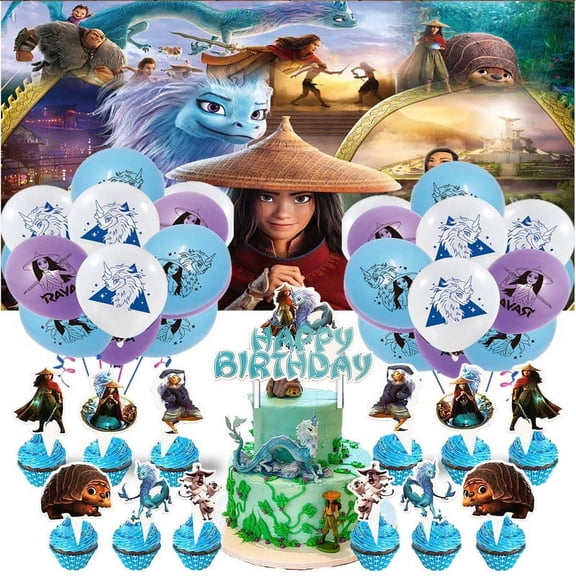 Raya and the Last Dragon Birthday Party Supplies Balloons Paper Plates Decoration Cake Topper Decor Tableware Banner Backdrop