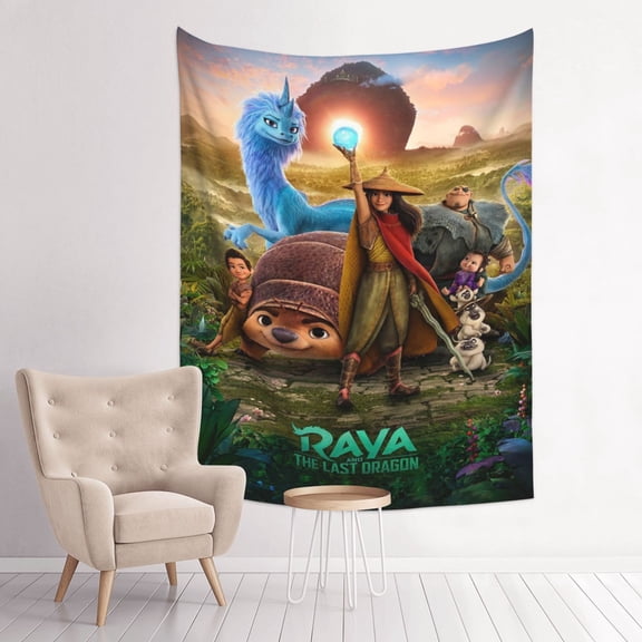 Raya and the Last Dra-go Tapestry Anime Poster Large Background Wall Art Bedroom Wall Decor for Birthday Party 29x37in