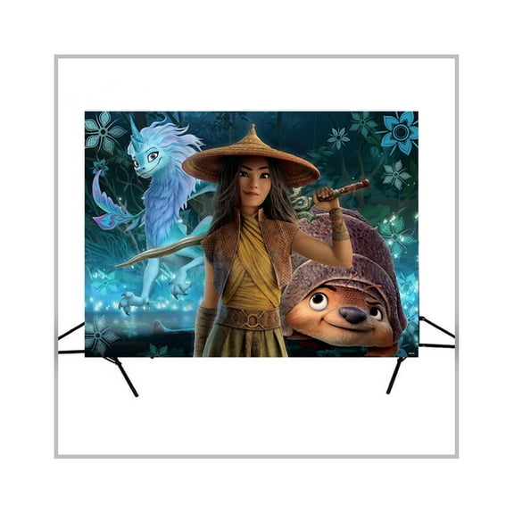 Raya backdrop banner party decoration, decor for wall or stand, happy brithday room poster