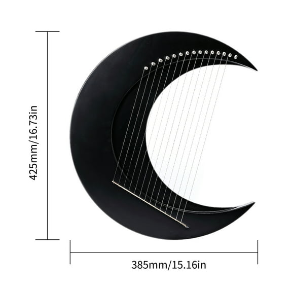 Rayachen,Harp Portable Steel Portable Steel Wire Crescent Type C Wotao Buzhi Eryue Black & 15 Strings