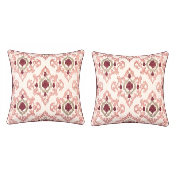 Rayana Blush Graphic Polyester 20 in. x 20 in. Throw Pillow (Set of 2)