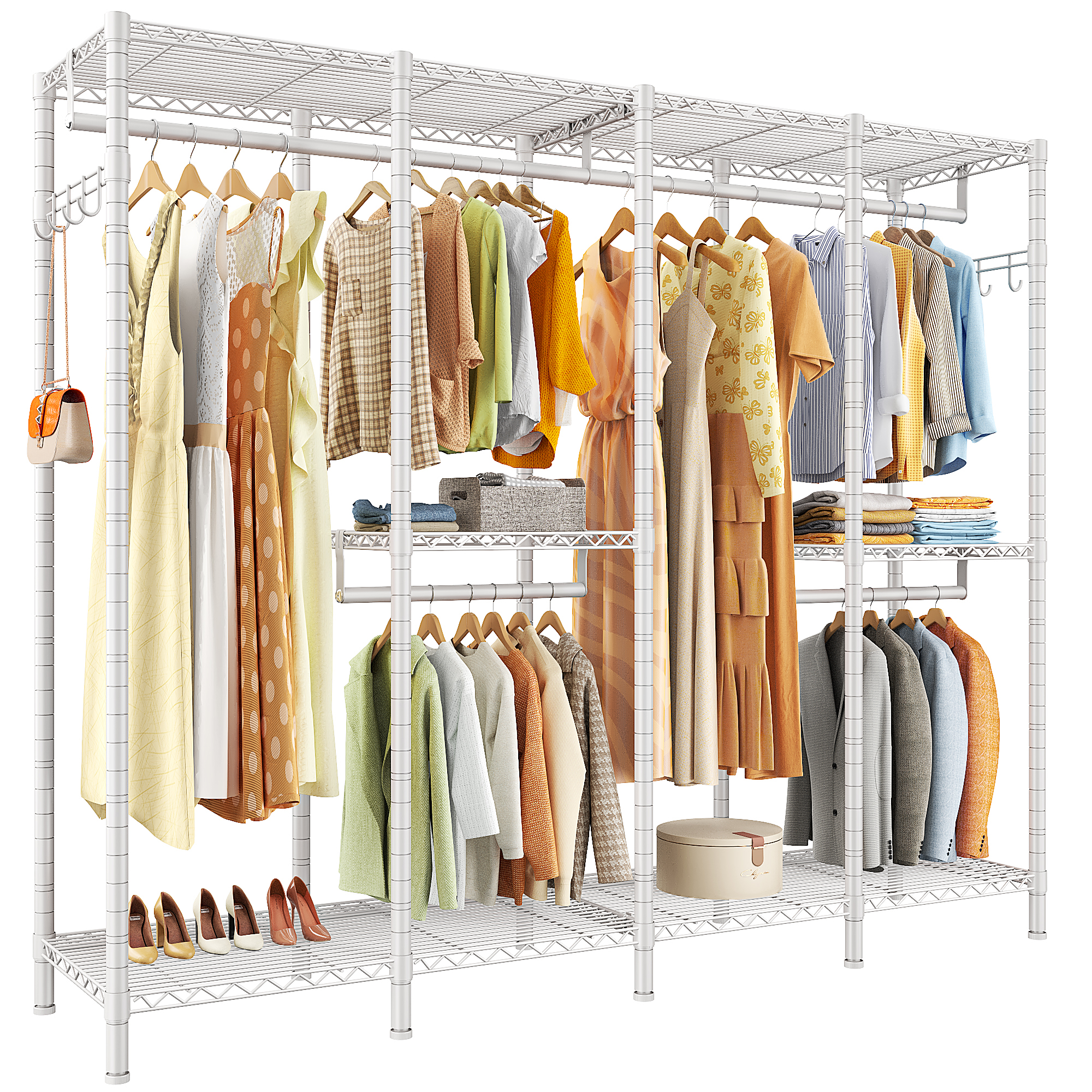 Raybee 75"L Hanging 300+ Garment Rack Heavy Duty Clothing Rack with
