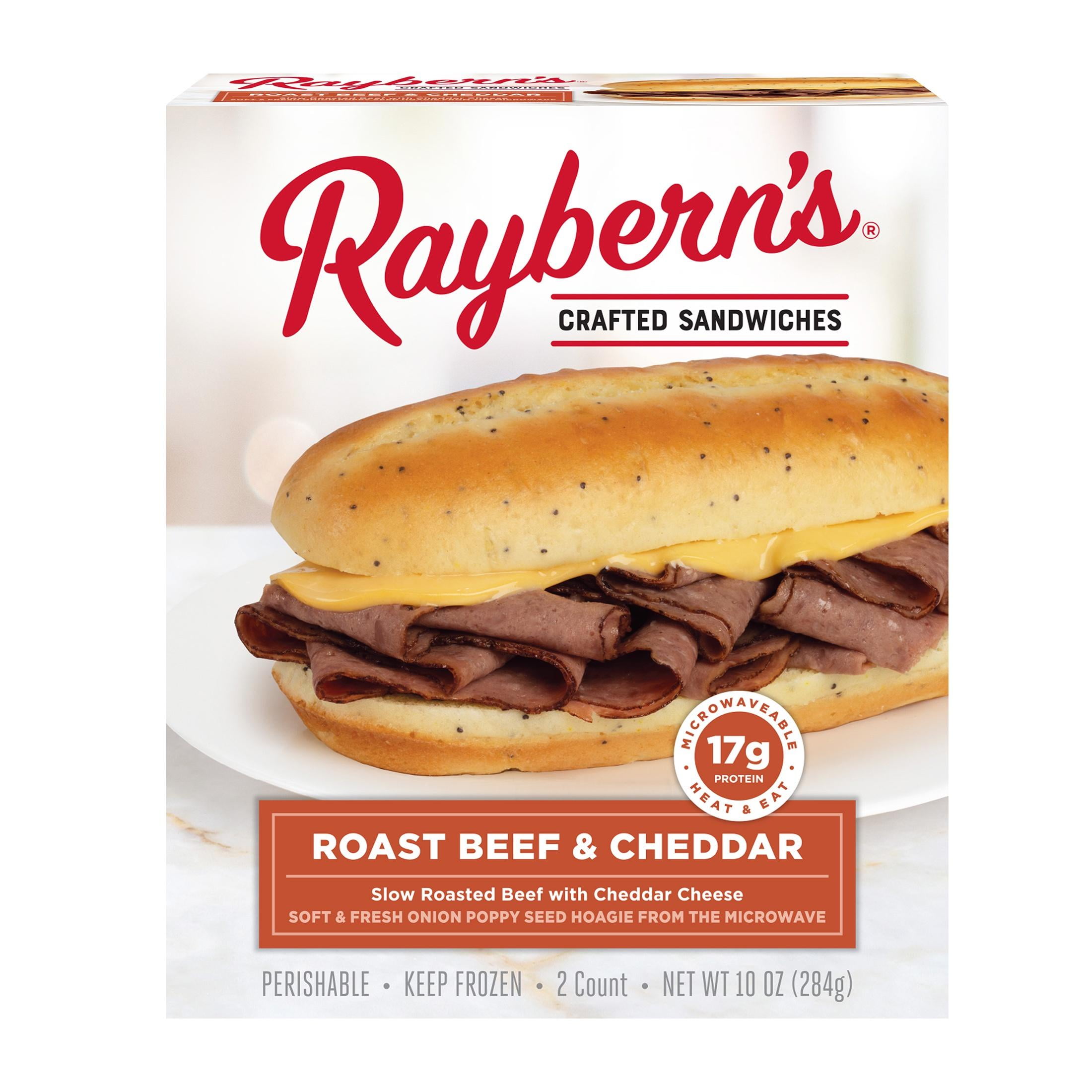 Raybern's Roast Beef & Cheddar Sandwich 10oz, 2 Ct Box (Frozen)