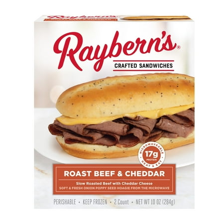 Raybern's Roast Beef & Cheddar Sandwich 10oz, 2 Ct Box (Frozen)