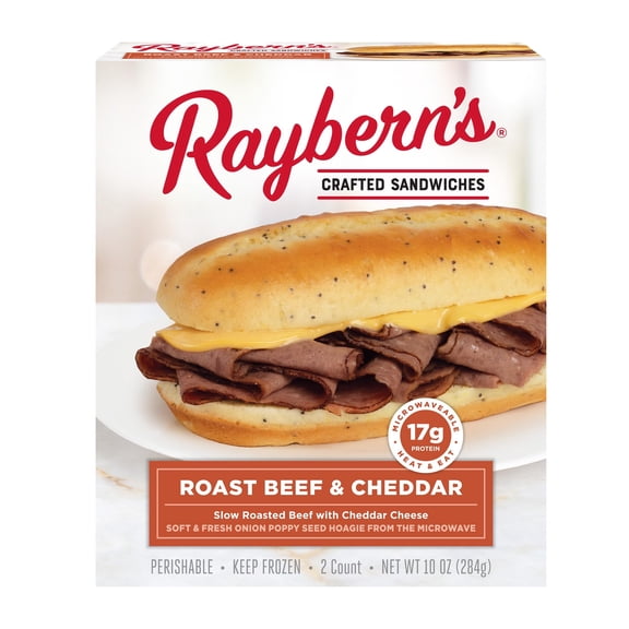 Raybern's Roast Beef & Cheddar Sandwich 10oz, 2 Ct Box (Frozen)