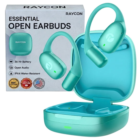 Raycon Essential Open Ear Earbuds  Open Ear Headphones, Earbuds Wireless Bluetooth, Sweat & Water-Resistant Earphones, Running Headphones with Ultra-Lightweight Design, 36 Hours Battery Life (Mint)